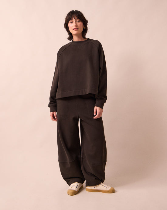 model wears noa ganache jersey jumper