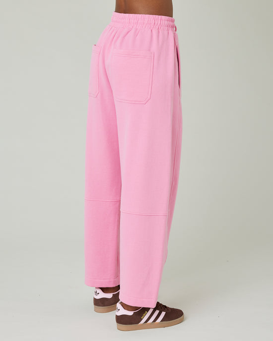 model wears sweet pea jersey madi trousers right