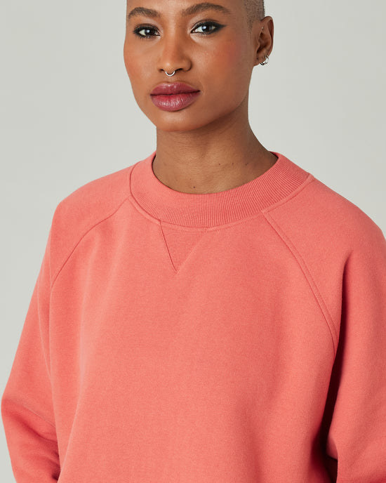 model wears terracotta jersey noa jumper