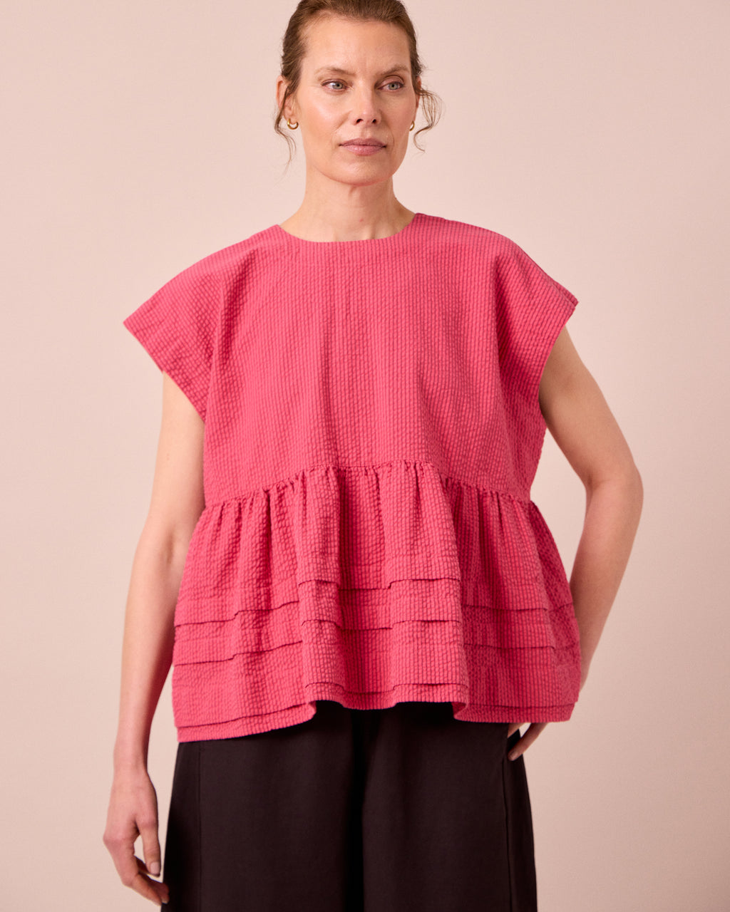 Nola Raspberry Stripe Seersucker Top
