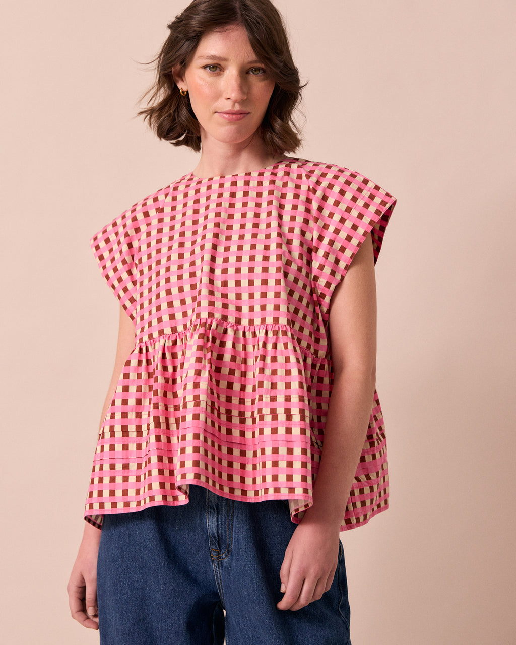 Nola Neopolitan Check Cotton Top