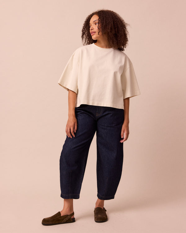 model wears nova bone jersey top