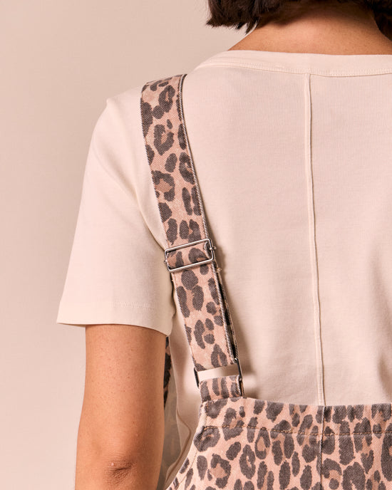 model wears ottie leopard print denim jumpsuit