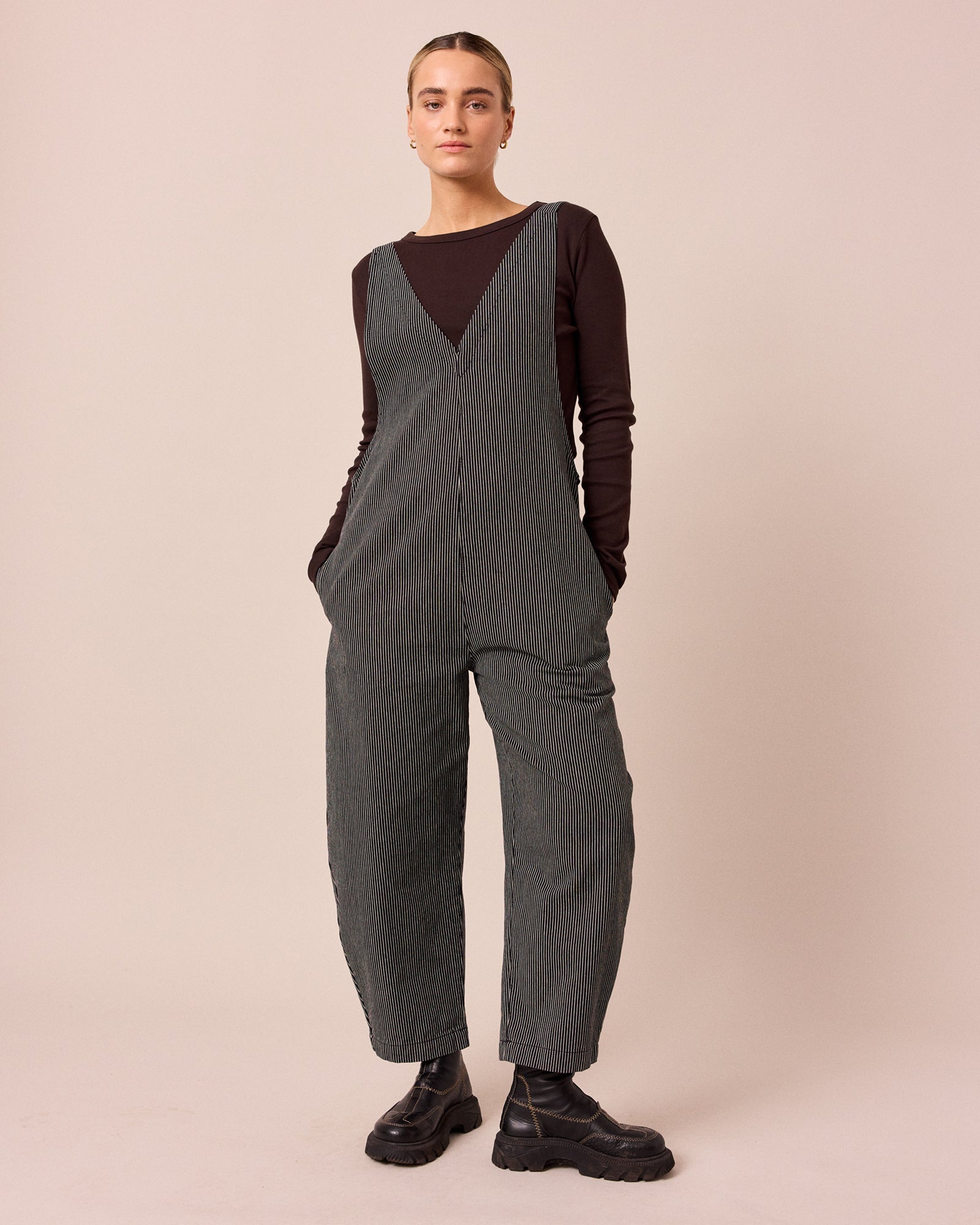 Ottie Black Hickory Stripe Denim Jumpsuit – Beyond Nine