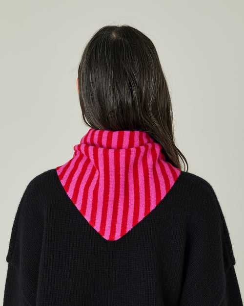 Knitted Neckerchief Pink & Red Stripe