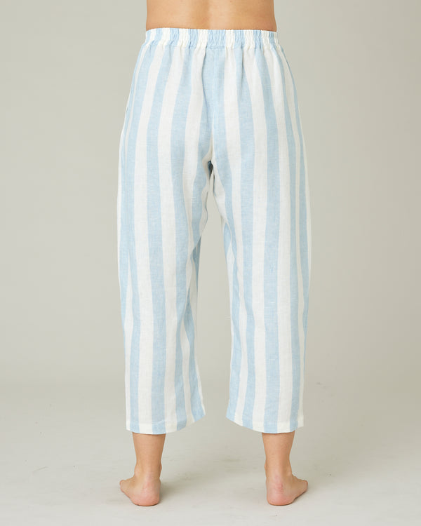 pregnant model wears sky blue stripe ultimate pj trousers
