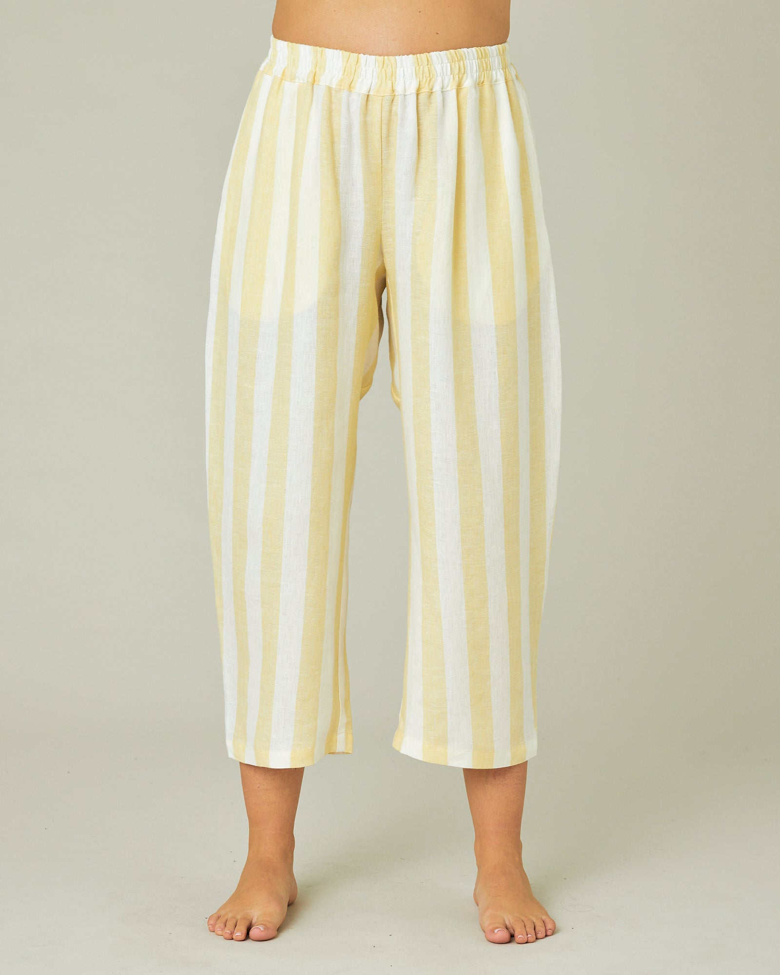 Ultimate PJ Trousers Lemon Stripe Linen Beyond Nine