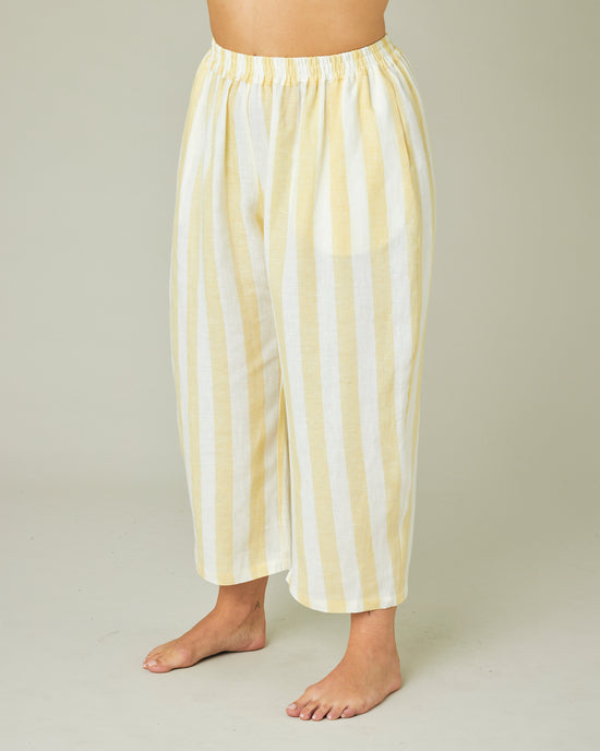 model wears lemon stripe ultimate pj bottoms