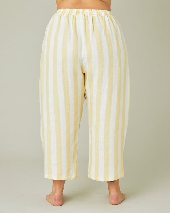 model wears lemon stripe ultimate pj bottoms