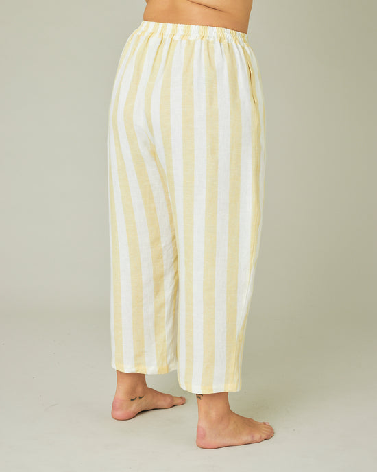 model wears lemon stripe ultimate pj bottoms