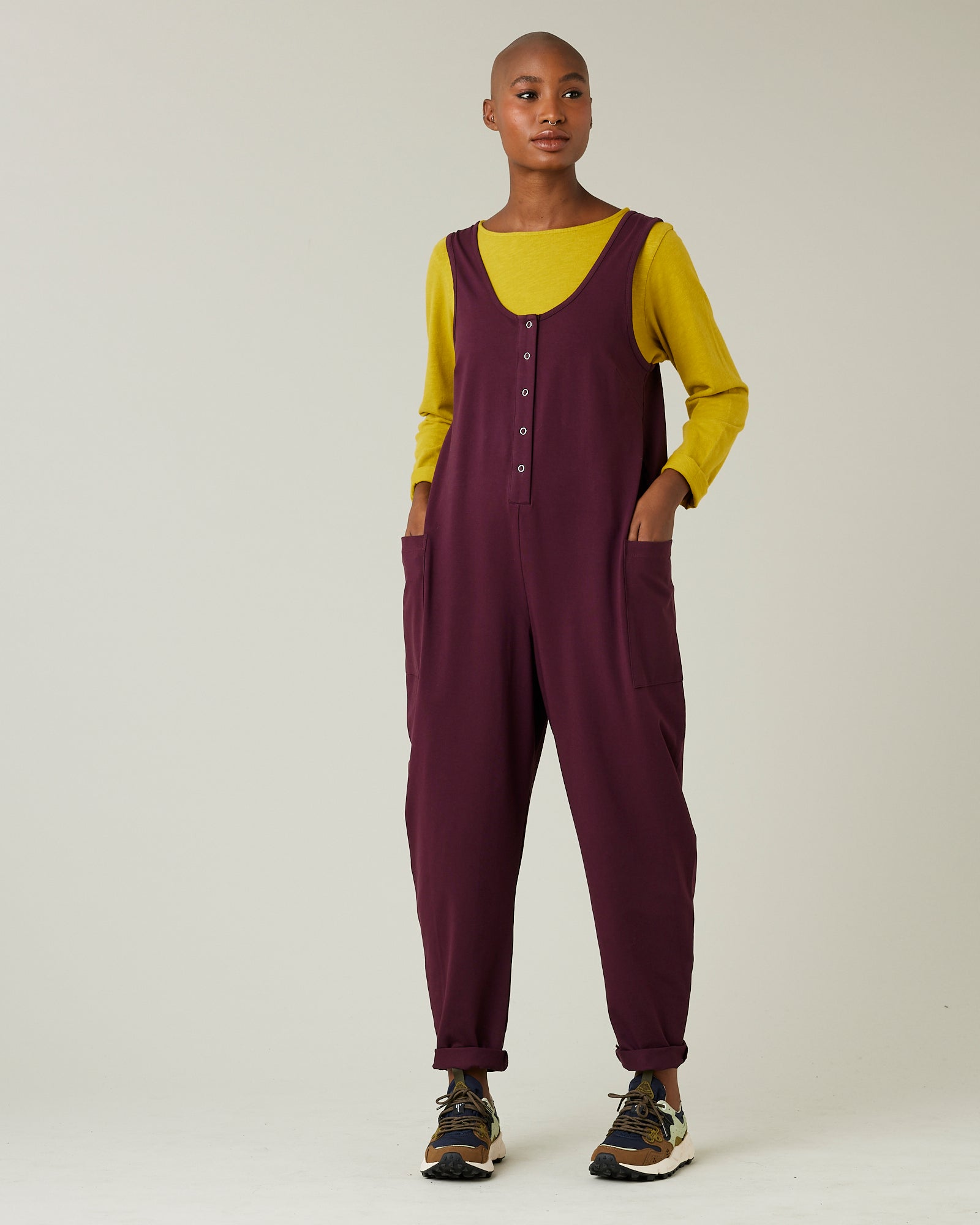Poppy Wine Cotton Jersey Jumpsuit Beyond Nine