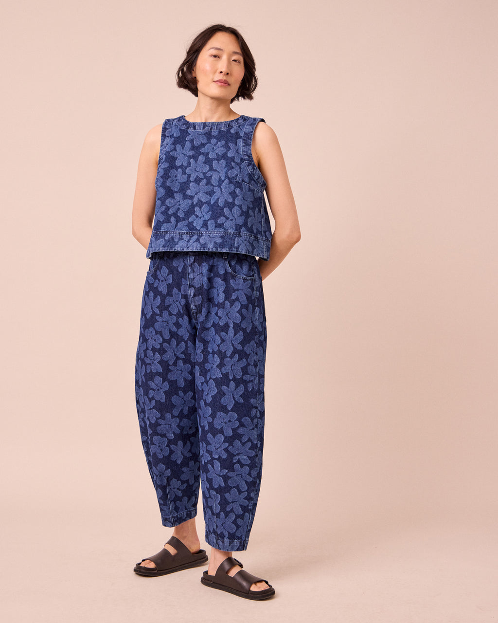 Remi Pressed Flower Print Denim Jeans