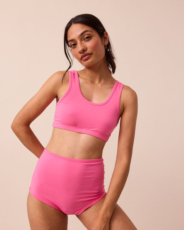 model wears candy bralette 