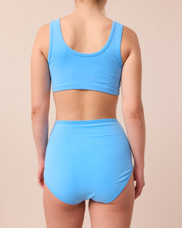 model wears cyan knicker