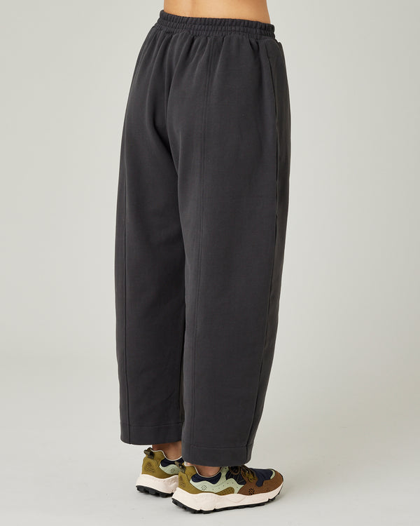 model wears slate fleeceback jersey mabel trousers right