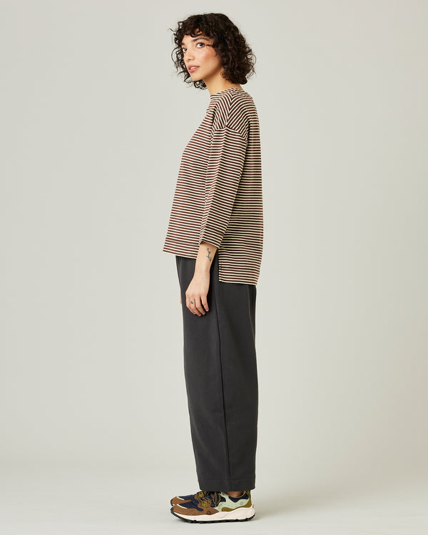model wears slate fleeceback jersey mabel trousers 