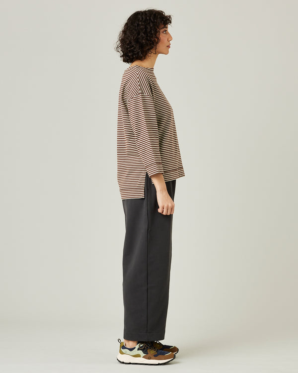 model wears slate fleeceback jersey mabel trousers 