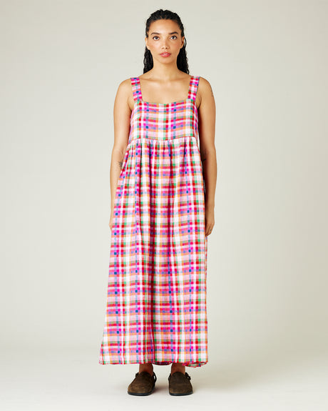 Checked linen dress hotsell