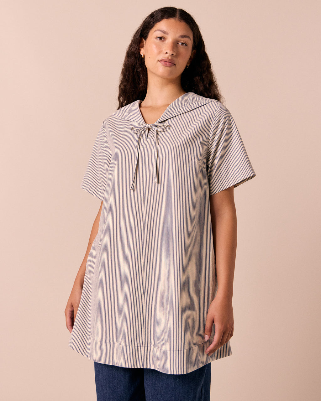 Sylvia Ecru & Stripe Cotton Dress