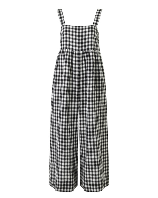 black and white gingham cari jumpsuit