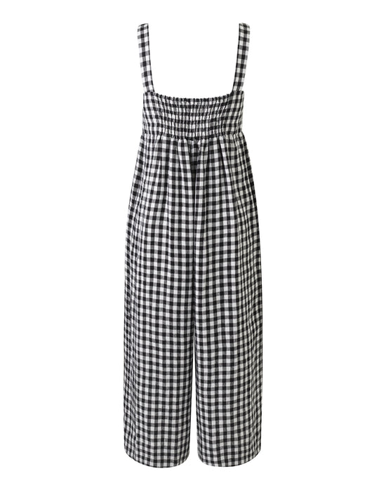 black and white gingham cari jumpsuit