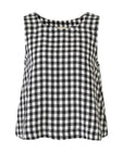 front of the black and white gingham tara top