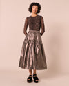 Talia Pewter Metallic Linen Skirt