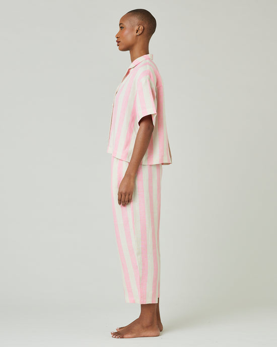 Ultimate PJ Trousers Pink & Ecru Stripe Linen