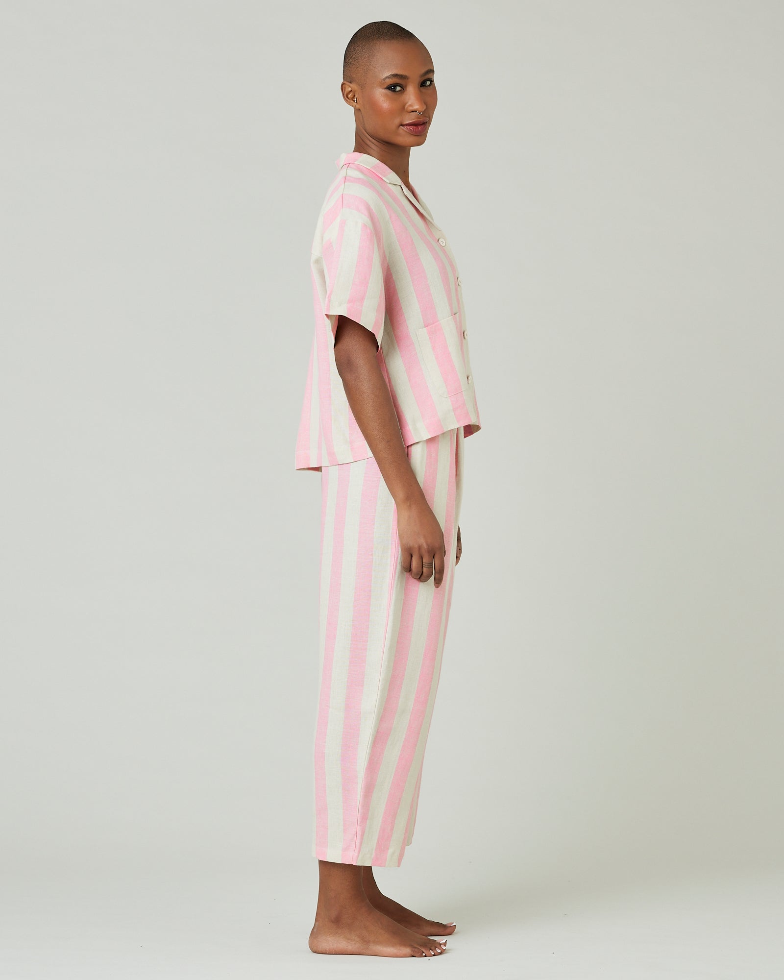 Striped pink pants shop