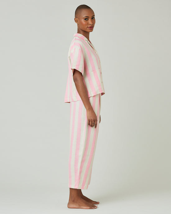 Ultimate PJ Trousers Pink & Ecru Stripe Linen