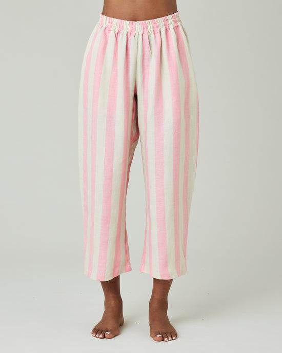 Ultimate PJ Trousers Pink & Ecru Stripe Linen