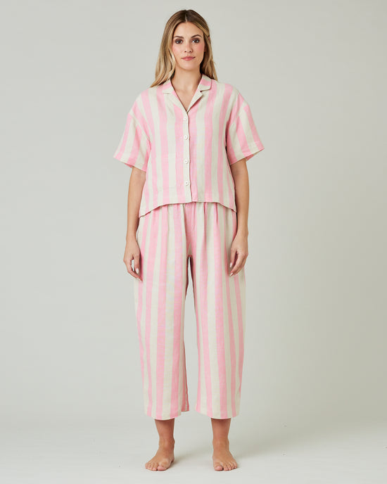 Ultimate PJ Trousers Pink & Ecru Stripe Linen