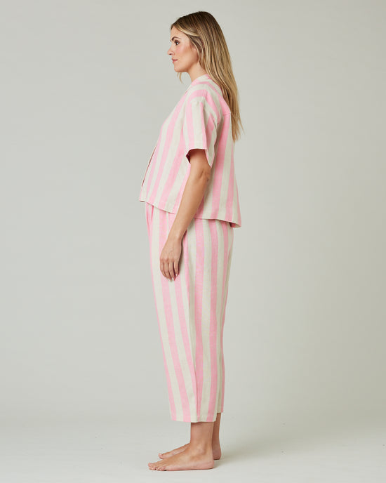 Ultimate PJ Trousers Pink & Ecru Stripe Linen