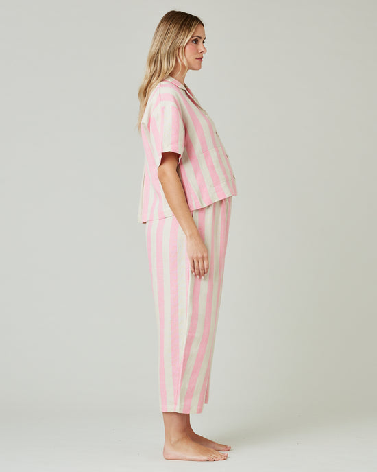 Ultimate PJ Trousers Pink & Ecru Stripe Linen