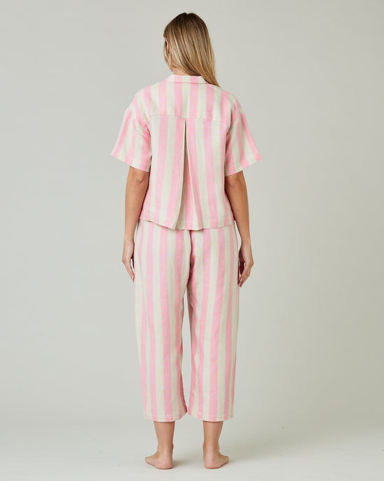 Ultimate PJ Trousers Pink & Ecru Stripe Linen