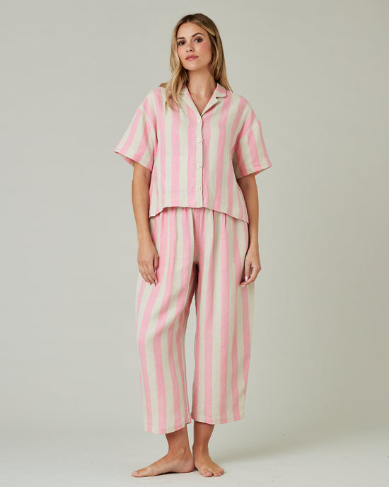 Ultimate PJ Trousers Pink & Ecru Stripe Linen