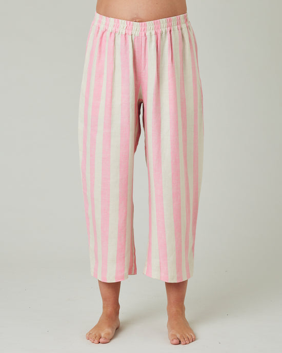 Ultimate PJ Trousers Pink & Ecru Stripe Linen