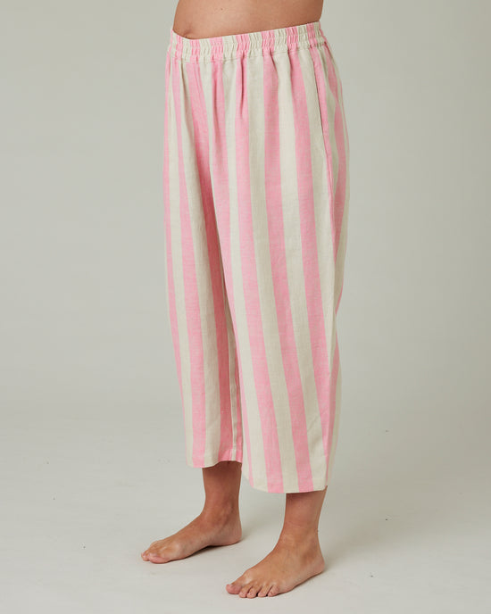 Ultimate PJ Trousers Pink & Ecru Stripe Linen