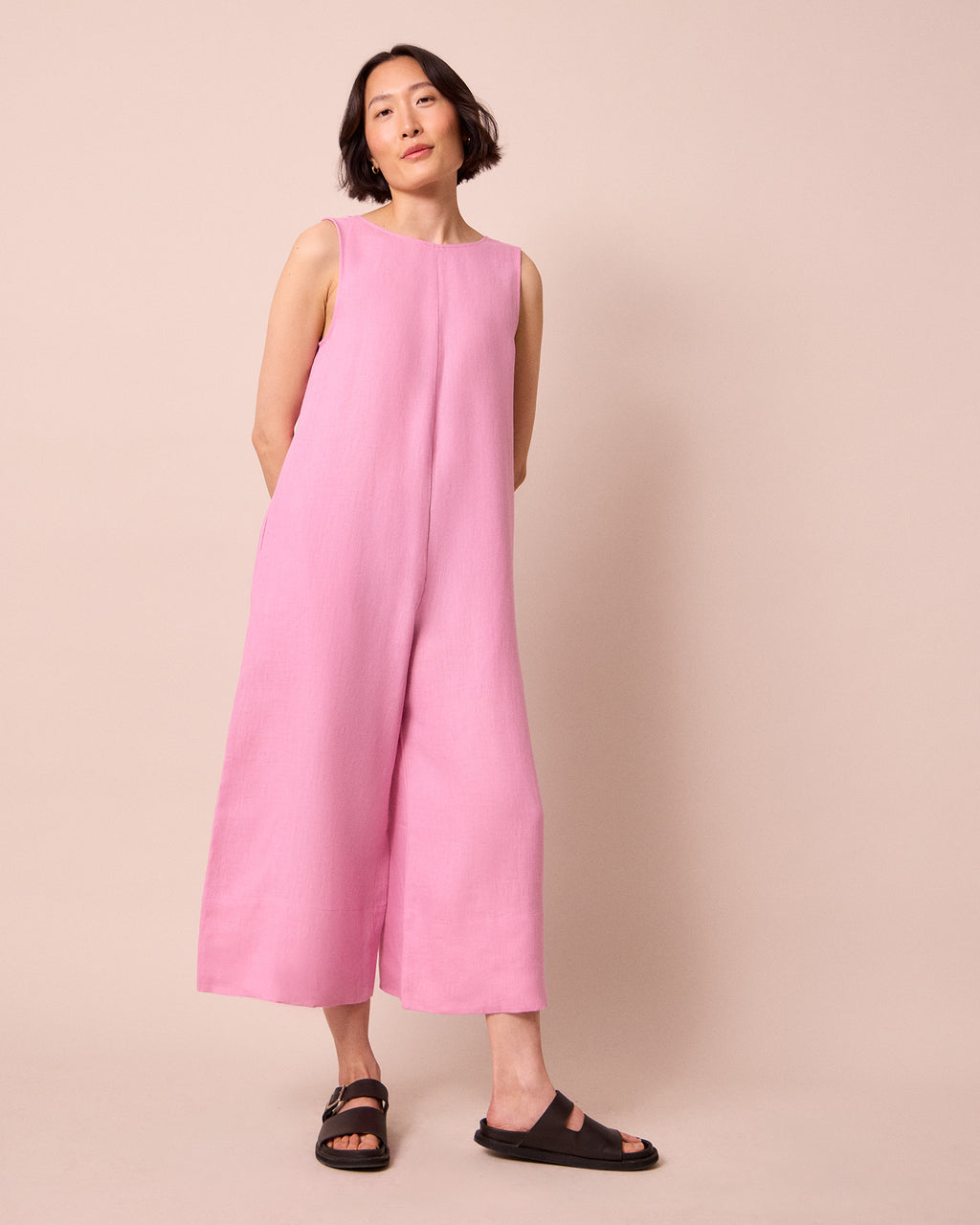Vivienne Rose Pink Linen Jumpsuit