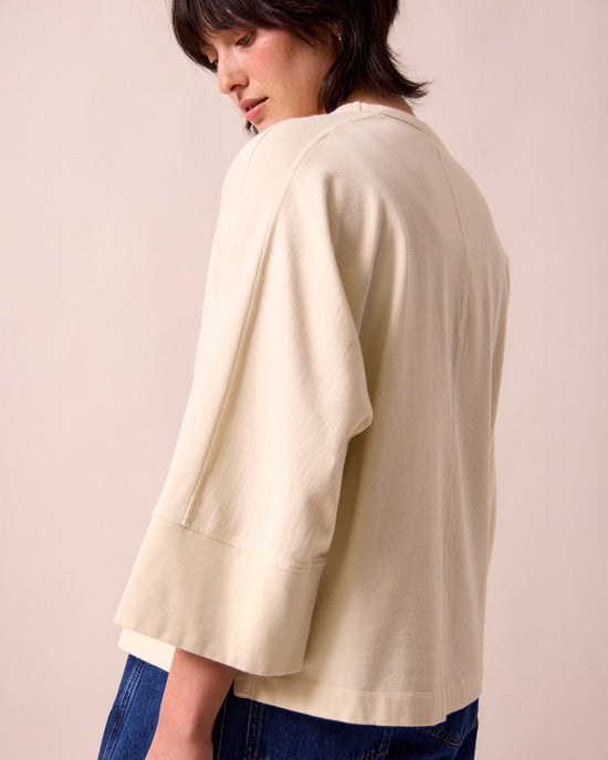 model wears yuna bone jersey top