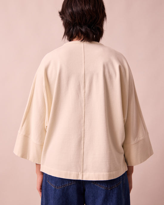 model wears yuna bone jersey top