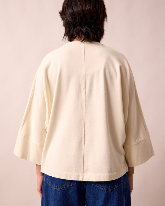 model wears yuna bone jersey top