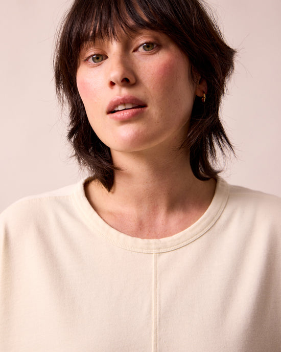 model wears yuna bone jersey top