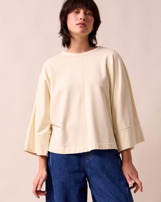 model wears yuna bone jersey top