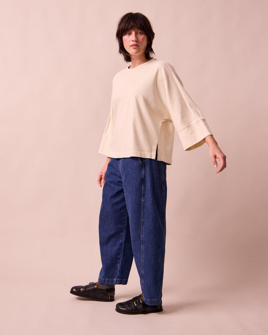 model wears yuna bone jersey top