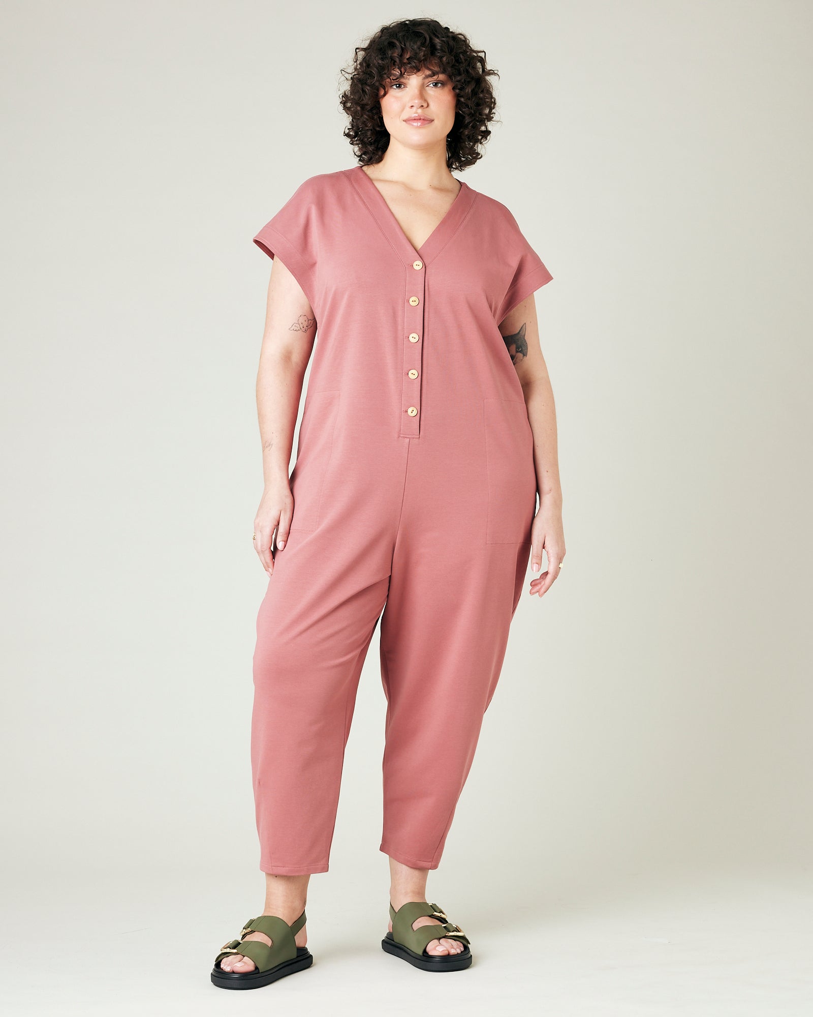 Pink jersey jumpsuit online