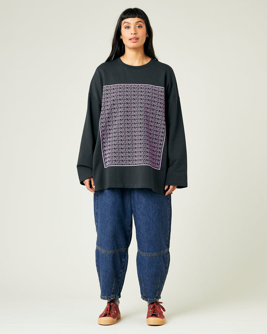 Huxley Printed Slate Cotton Jersey Top