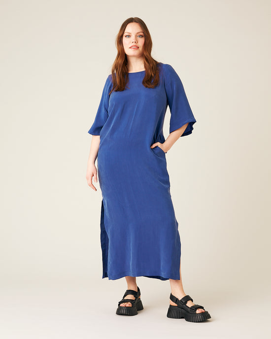 Juno Cupro Dress - Cobalt