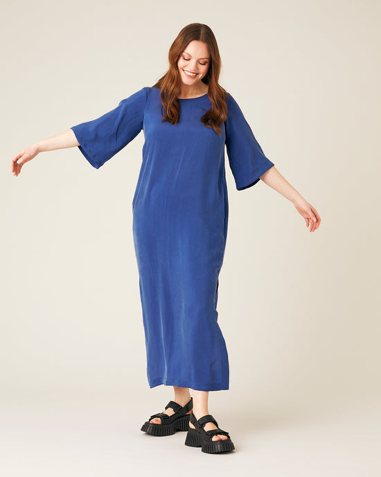 Juno Cupro Dress - Cobalt