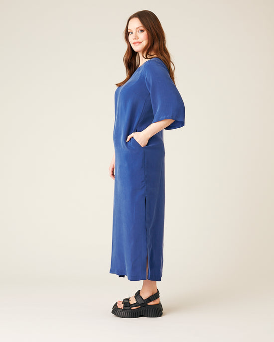 Juno Cupro Dress - Cobalt